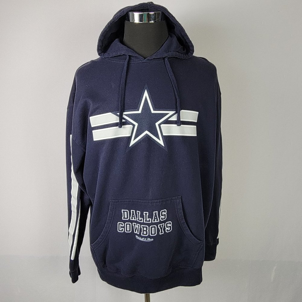Mitchell & Ness Dallas Cowboys Hoodie Mens XXL Blue Long Sleeve Cotton Polyester